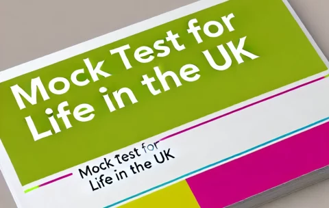 DALL·E 2024-09-15 23.56.52 - A fresh and simple design for a 'Mock Test' related to 'Life in the UK'. The image should use bright, bold colors like green, yellow, and pink. The te